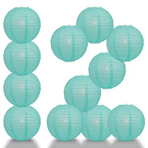 12-Pack 20 Inch Water Blue Parallel Ribbing Round Paper Lantern