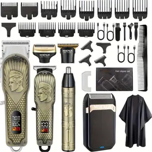 5-in-1 Cordless Men's Grooming Kit｜All-in-One Hair Trimmer Set, Foil Shaver & Nose Trimmer with LED Display, Home & Travel Ready, Rechargeable Hair Trimmer