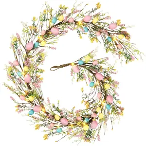 6 Ft Easter Egg Garland Artificial Easter Garland Easter Decorations Spring Flower Garlands with Pastel Eggs and Mixed Twigs for Fireplace Mantel Indoor Outdoor Home Party Door Wall Window Table Decor