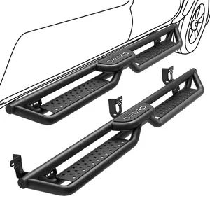 OEDRO 6 Inch Running Boards Compatible with 2009-2018 Dodge Ram 1500 Crew Cab, 2019-2024 1500 Classic, 2010-2024 Ram 2500 3500, Bolt-on Side Steps Steel Nerf Bar, Two Stairs Design
