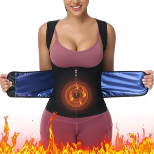 Sauna Suit for Women Waist Trainer Vest Sweat Tank Top Body Shaper for Women with Zipper Belt Women Sauna Suit Waist Trimmer Waist Trainer Sweat Women's Athletic Tee, Sportswear Compression T-Shirt,  Training Clothes Outdoorfun Athletic Workout Sweat