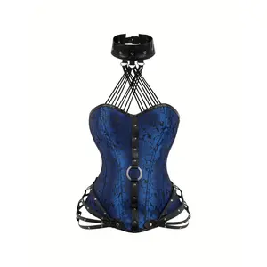 Steampunk Corset Bustier  Purple Gothic Lace-Up Side Zipper Polyester Elastane Blend Hand Washable Vintage Lingerie for Women