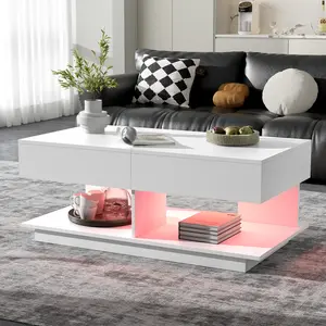 Extendable Coffee Table 41.3 to 76.7 Inches, Adjustable Living Room Table with Hidden Storage, Multifunctional Center Table for Small Spaces