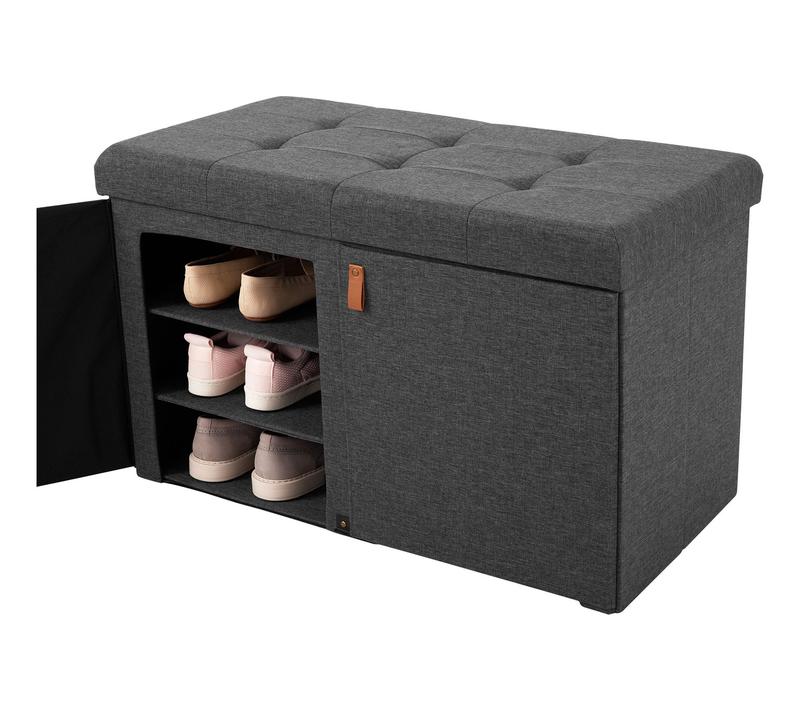 Seville Classics 6-Bin Tufted Entryway Shoe Storage Bench