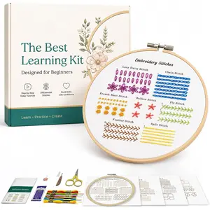 Classic Embroidery Stitches Practice Kit, Embroidery Kit for Beginners, Beginner Embroidery Kit for Adults, Hand Embroidery Kit for , Stitches Kit