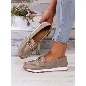 Women's Fashionable Solid Color Slip on Loafers, Casual Comfortable Breathable Non-slip Boat Shoes, Lightweight Wear-resistant Shoes for Outdoor Sports, Suede Loafers, Footwear(Sheet)