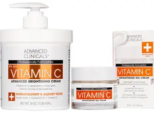 Advanced Clinicals Brightening Vitamin C Body Cream + Potent Vitamin C Face Moisturizer Gel Cream 2pc Skincare Set For Women & Men To Diminish Appearance Of Dark Spots, Wrinkles, & Dry Skin, 2pc Set