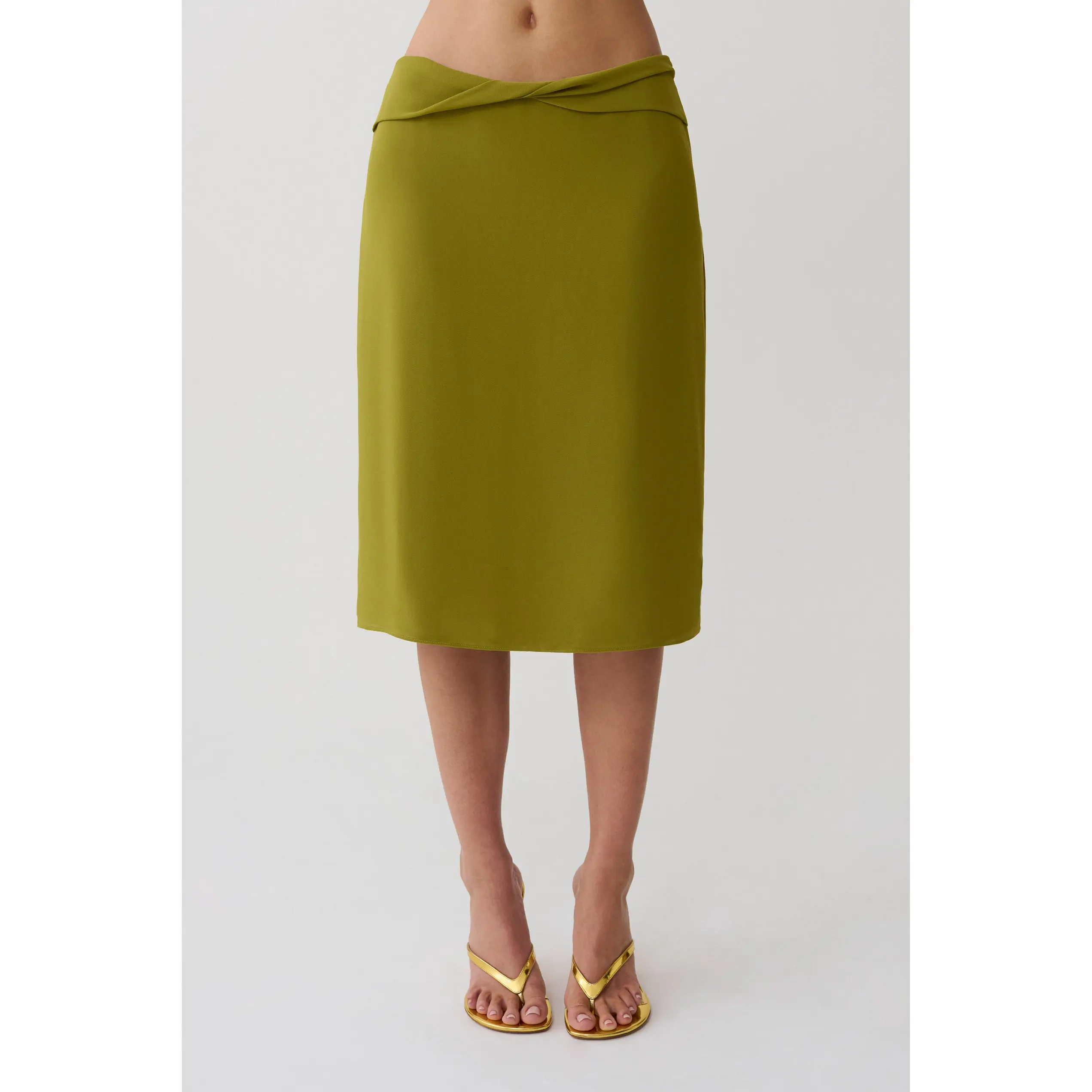 Amelia Chiffon Midi Skirt - Green