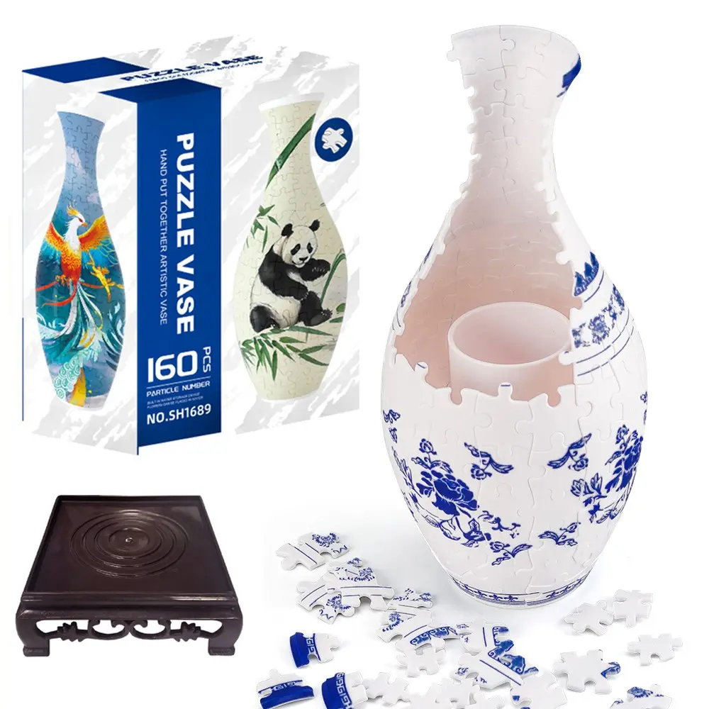 Flower Vase Design 3D Puzzle, DIY Puzzle, 1 Box Waterproof Porcelain Puzzle, Indoor Decoration Vase, Children's Educational Toy, Birthday Gift, Crafts