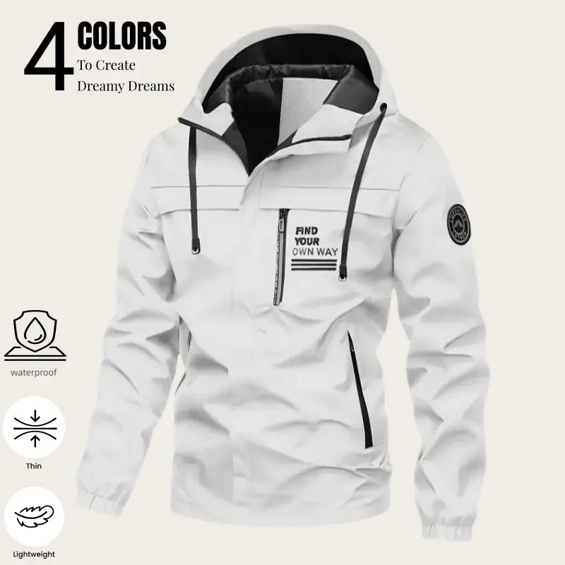 Men's Lightweight Loose-Fit Waterproof Windproof Hooded Jacket - Spring & Autumn Outdoor Mountaineering Coat, Couple's Sports Top