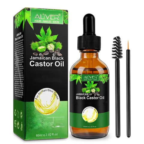 ALIVER Pure Black Castor Oil - Plant-Based 60ml Hexane-Free Hair Therapy, Nourishing Moisturizer for Lashes & Brows, Ideal for Hair Oiling Routine (TikTok Shop Back to School)