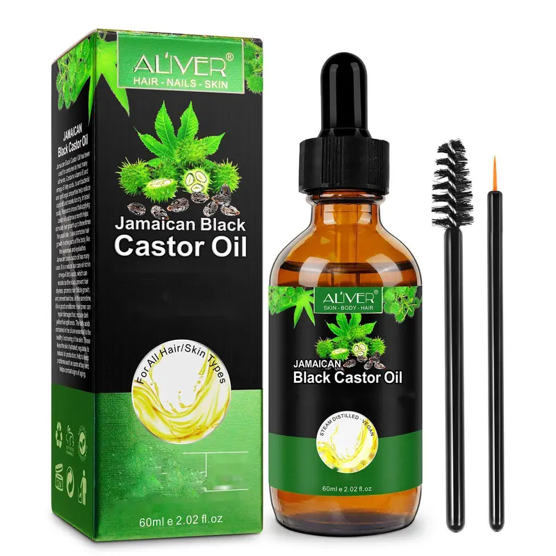 ALIVER Pure Black Castor Oil - Plant-Based 60ml Hexane-Free Hair Therapy, Nourishing Moisturizer for Lashes & Brows, Ideal for Hair Oiling Routine (TikTok Shop Back to School)