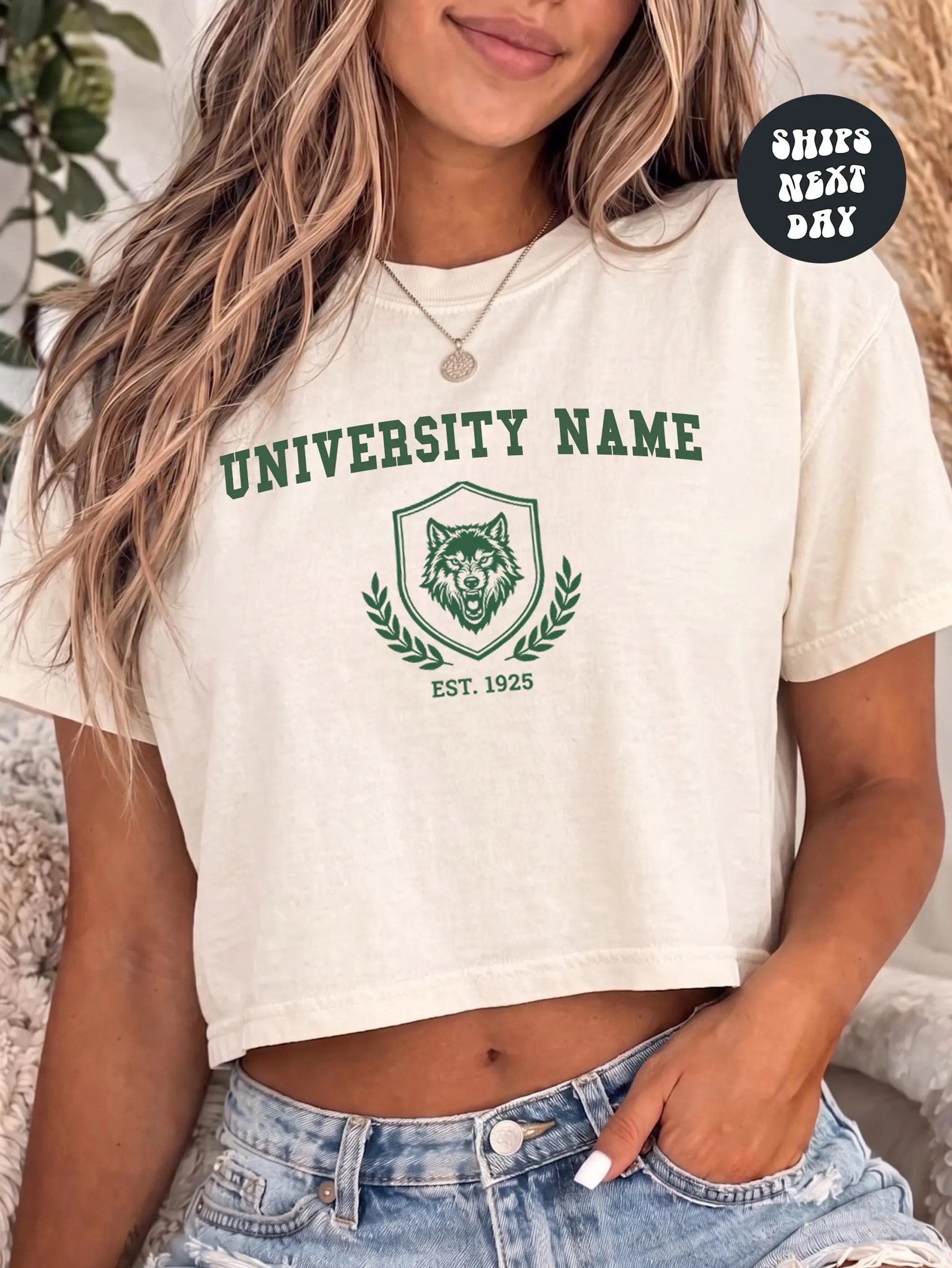 Custom College Logo Comfort Colors Boxy Tee Personalized University Crop Top Tailgate Game Day Tank Top Commitment Day Y2k Sorority Merch