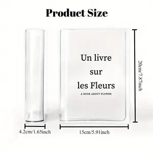 1pc Elegant Acrylic Book Vase - Vintage Style Rectangular Flower Vase with Unique Creative Pattern, No Electricity Needed, Durable Home Decor for Living Room, Office, or Gift for Family, Flower Vase Home Decor, Office Decoration, Decorative Vase