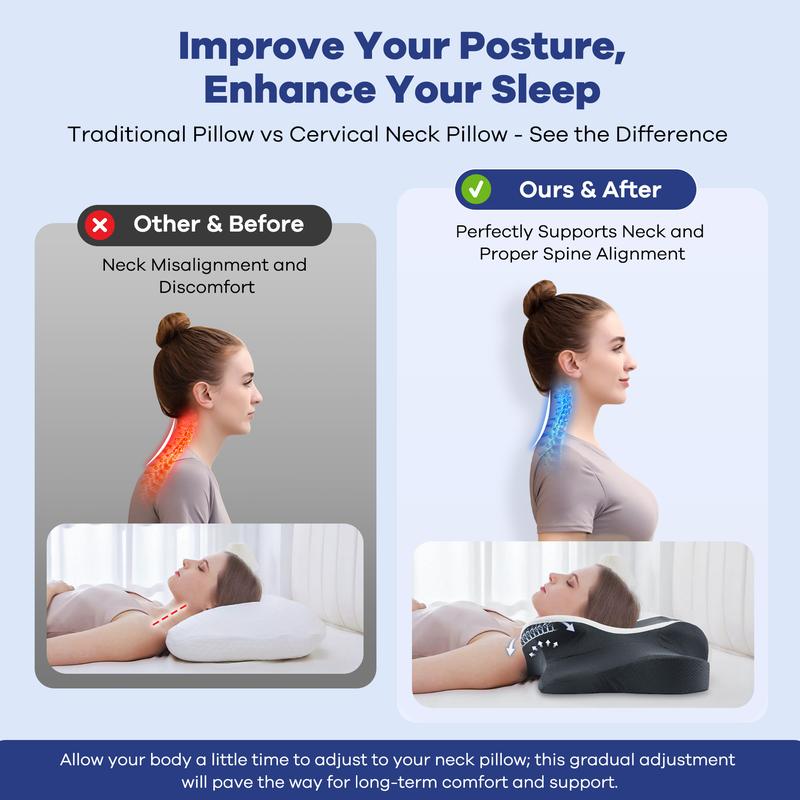 DONAMA Cervical Support Pillow, Ergonomic Memory Foam, Ideal for Side, Back & Stomach Sleepers, Provides Optimal Neck Support