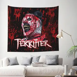 Falqeud Terrifier 2 Tapestry Wall Hanging - Gothic Horror Home Decor for Living Room, Bedroom, Dormitory- Black & Red Blood Splatter