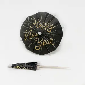 Happy New Year Drink Umbrella for drink garnishes and cupcakes