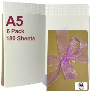 6 Pack A5 Kraft Notebooks Bulk, Office Stationery Supplies, 8.27x5.5 Inches Lined Grid Dot Blank Paper, Journals for Work & Office, 60 Pages, Ideal for School, Dotted Journaling Kit