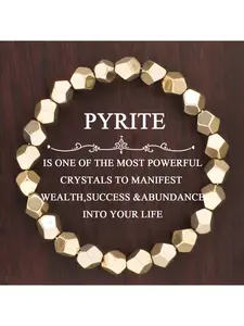 The pyrite bracelet, Boho Bracelet, Exquisite Bracelet, handmade with multi-sided Bohemian-style beads, attracts wealth and prosperity, spiritual energy center nourishing inner strength, and is a retro spirit gift suitable for various occasions