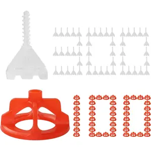 Tile Leveling System 1/8", 300 Pcs Tile Spacers and 100 Pcs Red Cap, Tile Spacers Leveling System for Professional Ceramic Tile and Stone Installation, Precision Gap Control
