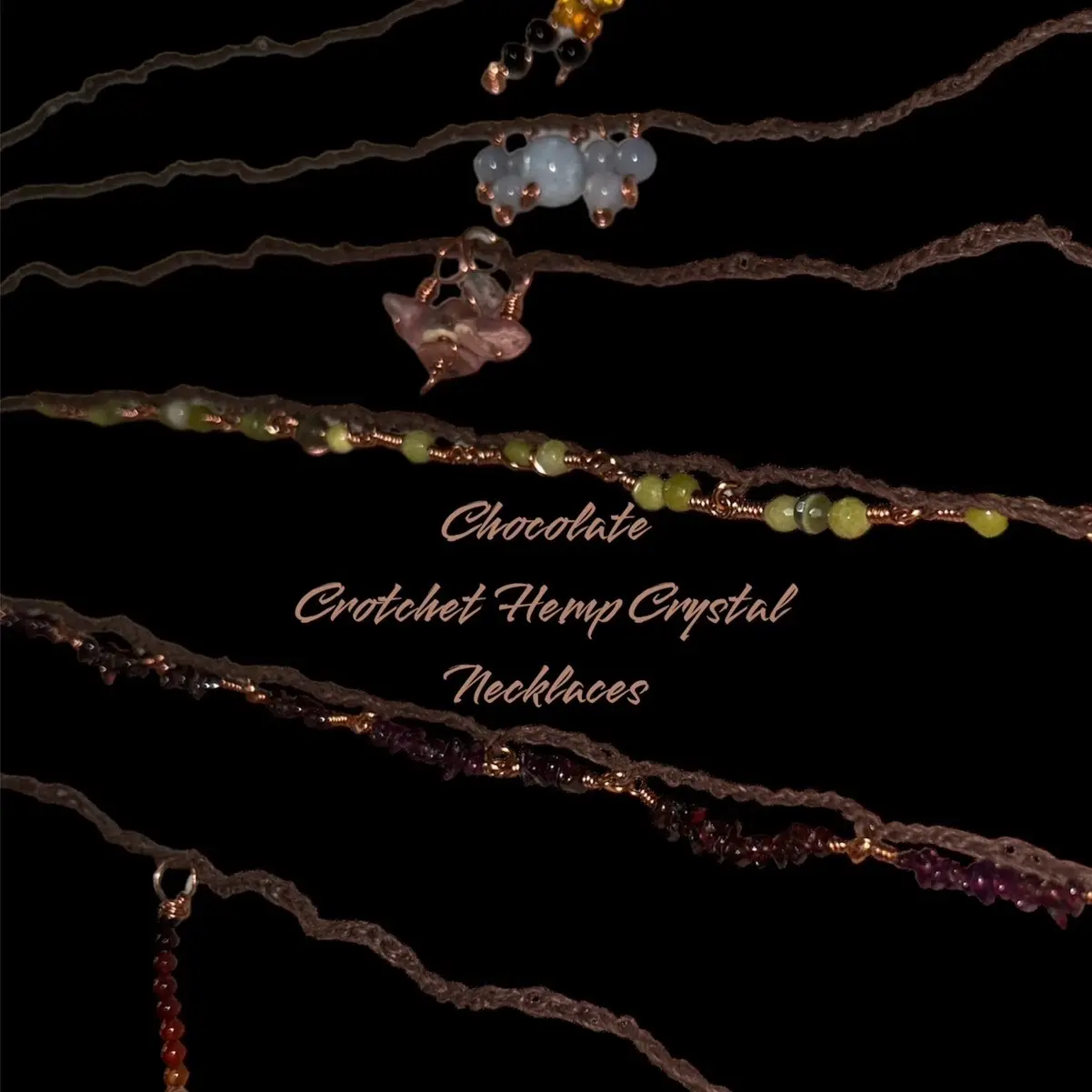 Krave Kawaii Chocolate Crotchet Hemp Crystal Necklaces