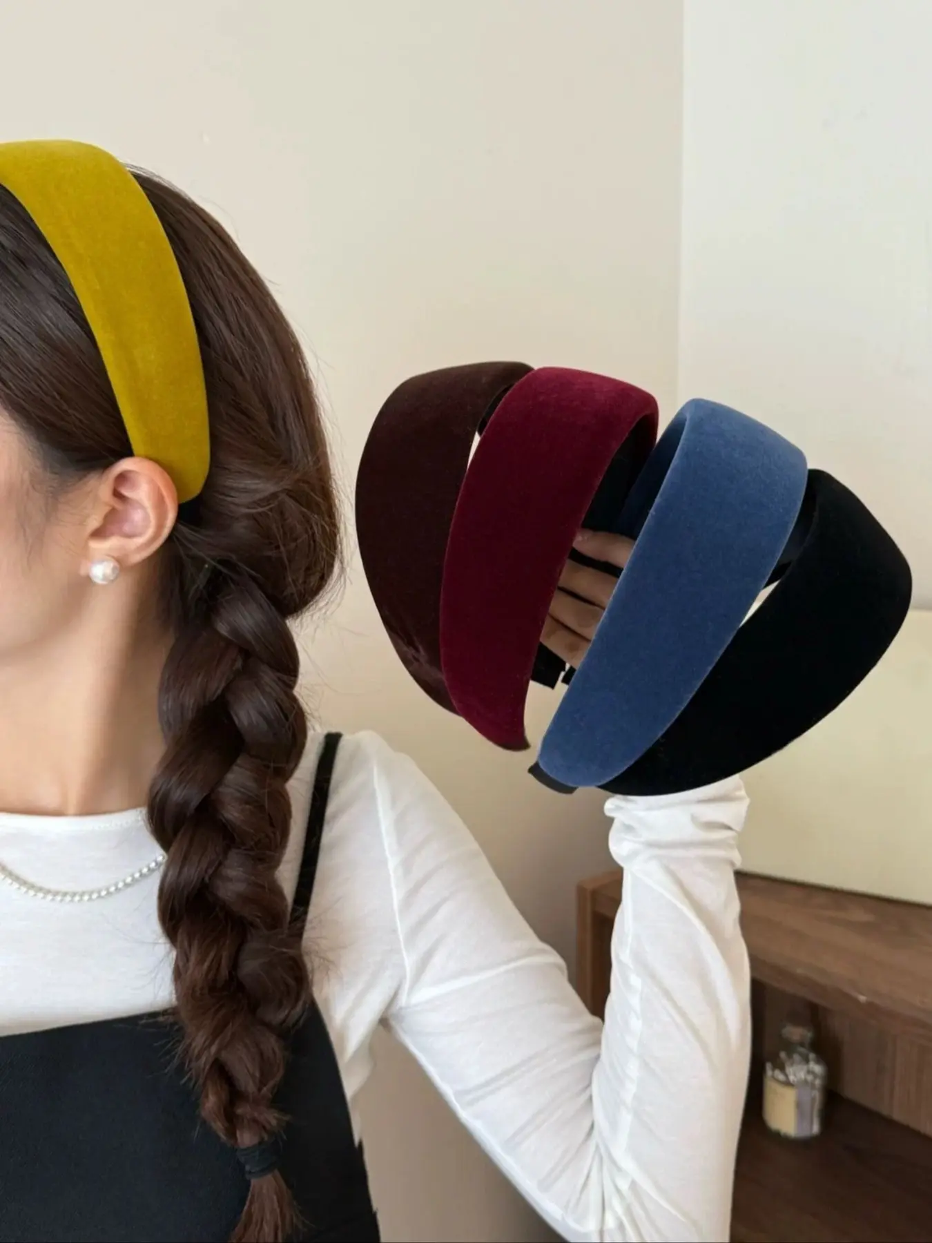 5pcs Velvet Hairbands for Women, Elegant Style Wide-Brimmed Headbands for Autumn Winter, Fashionable High Crown Design for Daily Use Hair Accessory, Chic Headbands