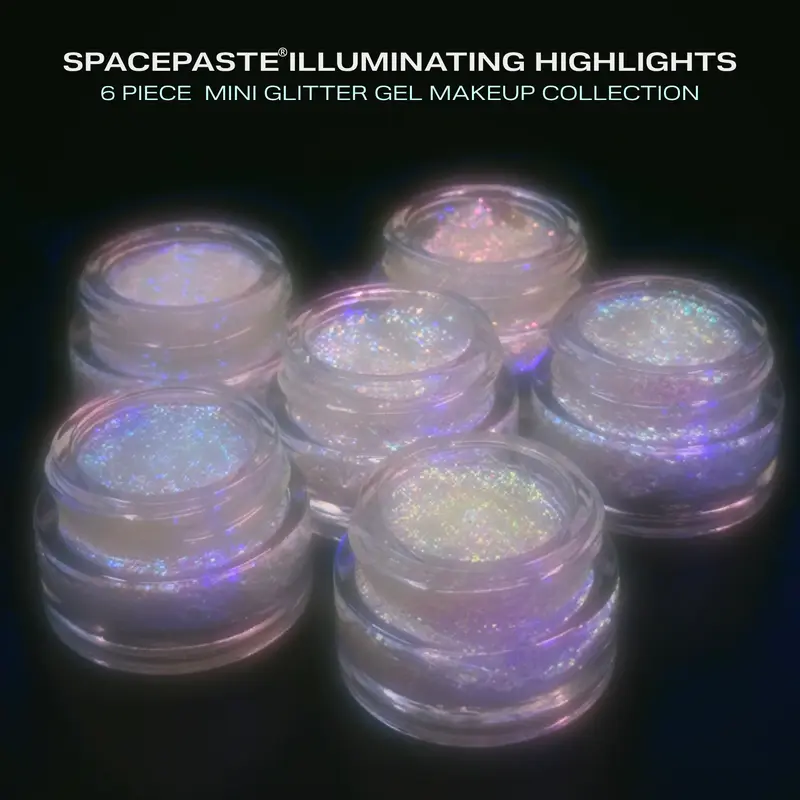 Lemonhead LA SPACEPASTE Illuminating Effects |  6-Piece Mini Glitter Gel Makeup Collection | Best-selling Iridescent Shades that Transform Eyeshadow