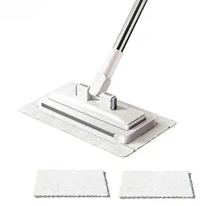 Mini Clip-On Reusable Flat Mop, Works with Disposable Cloths Paper Towels & Rags, Hands-Free Wet Dry Dust Mop with Extendable Handle for Hardwood Tile Bathroom Kitchen Lightweight Cleaning