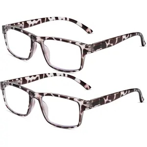 2 Pack Reading Glasses, Leopard Frames Blue Light Blocking Readers,Filter UV Ray/Glare Computer Reading Glasses, Lightweight Spring Hinges Eyeglasses for Women Men