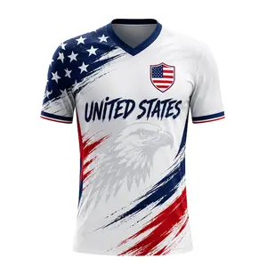 Custom Name & Number USA V-neck Jersey, United States Soccer Shirt, Custom USA Fan Jersey Gift