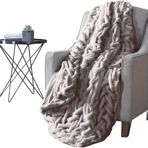 Faux Fur Braided Reverse to Flannel Throw - 50" x 60" comfy  blankets