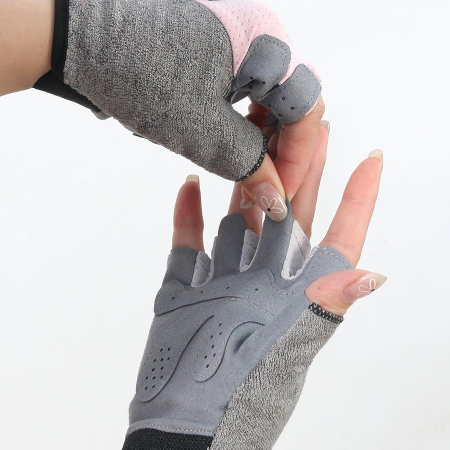 Breathable Half Finger Gym Gloves for Women Men, Anti-Slip Padded Palm Workout Gloves, Fingerless Weight Lifting Gloves for Fitn