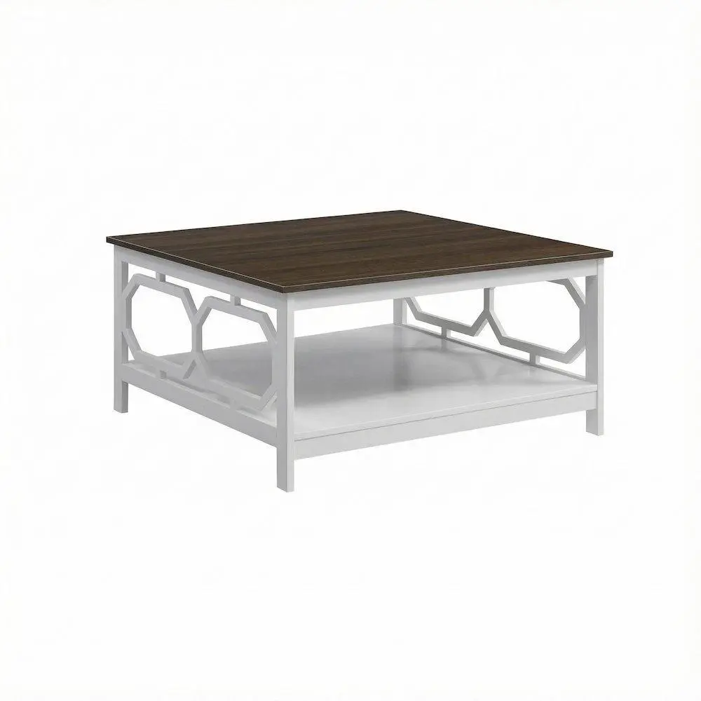 Driftwood Top Coffee Table with White Frame and MDF Construction for Living Room