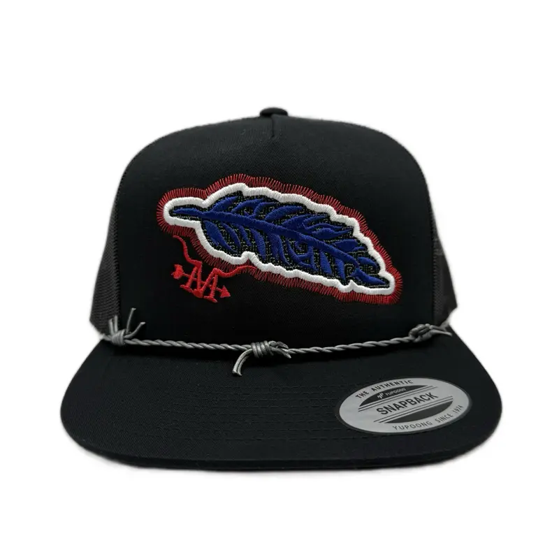Patriot Feather V2 Hat - Snapback with Colorful Feather Design and Rope Detailing