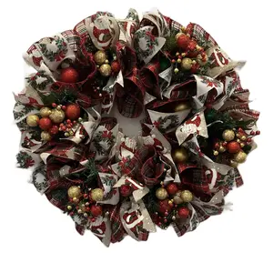 Forever Christmas Wreath with Wire Frame - Red, Green and Gold Colors