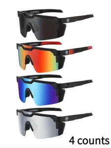 4 Pairs Pure Color Sunglasses, Eyewear for Outdoor Cycling & Spring Adventures, Casual Style PC Frame, All-Season Use