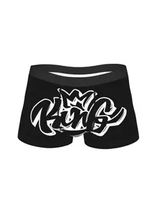 1 piece Best Christmas Gift KING With Crown Underpants Breathbale Panties Men's Underwear Print Shorts Boxer Briefs