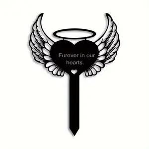 CIFbuy Angel Heart Memorial Metal Stake for Garden Yard Grave Pet Memorial Gift Outdoor Statue