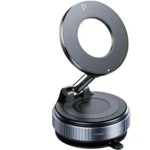 360° Rotatable Magnetic Phone Holder with Strong Suction Mount for Magsafe Ideal for Car Mirror Gym Shower or Smooth Surface Compatible with All Smartphones Folding Metal Foldable Stand