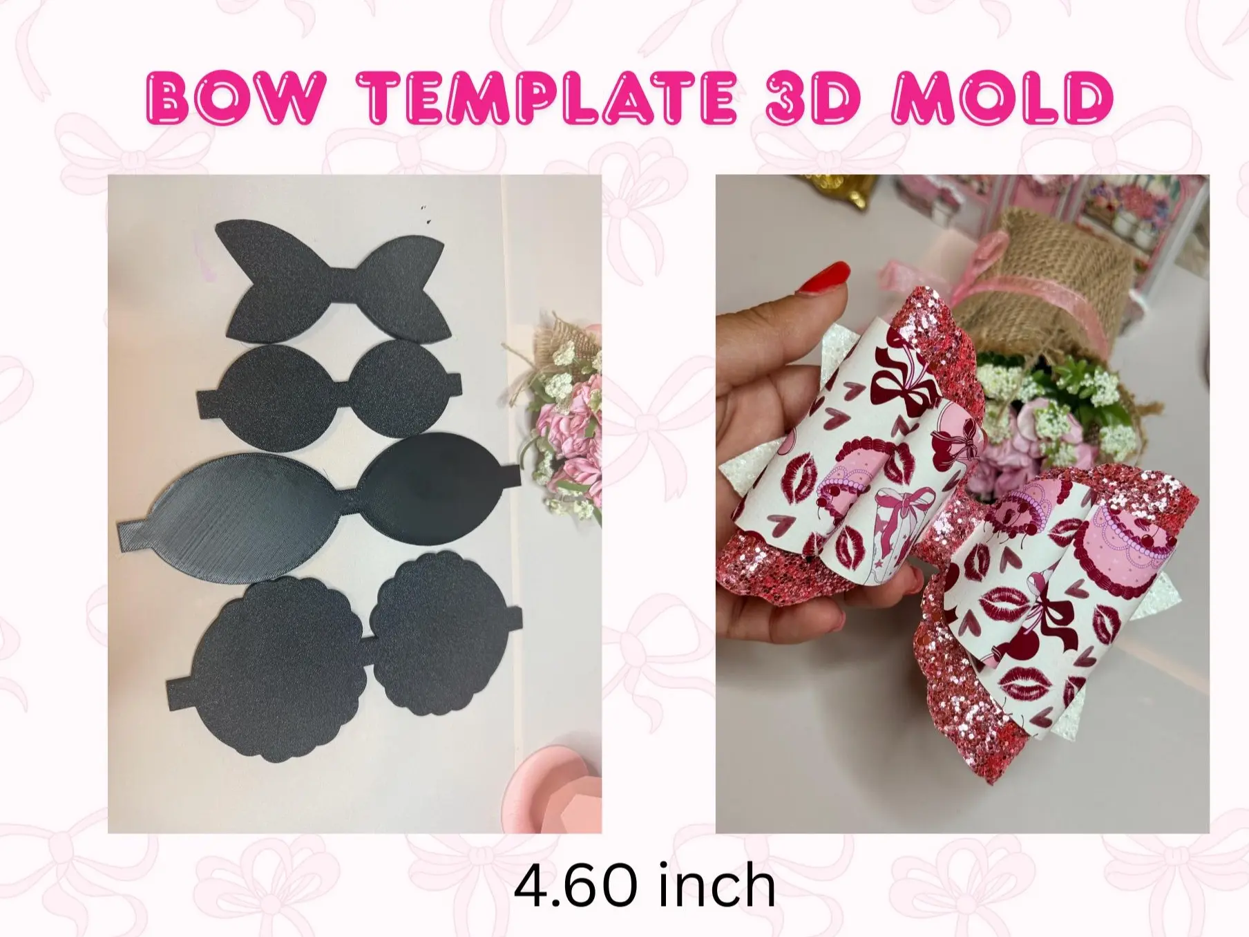 3D Bow Tracing Template - Reusable 3D Printed Bow Template - Luxury Layered Bow Pattern Mold - Deluxe Hair Template - Hair bow Template