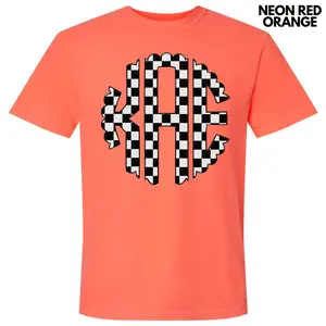 Black Checkered Monogram Comfort Colors T-Shirt 'NLB'