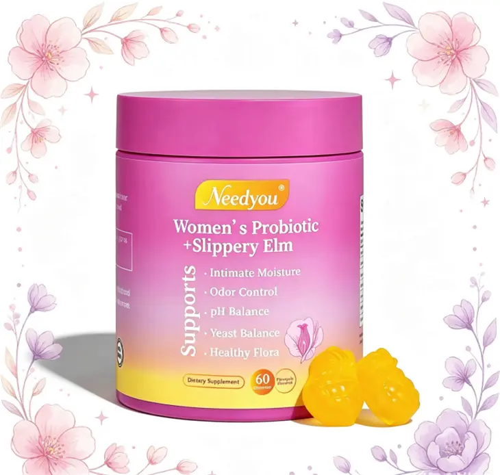 【Great Value!】Her Juicy Feminine Probiotics Gummies- All in One Solution with Slippery Elm and Prebiotics&Lactobacillus Probiotic Blend for Women's pH Balance and Dryness - Hawaiian Pineapple Gummies 60 Counts Women's Probiotics