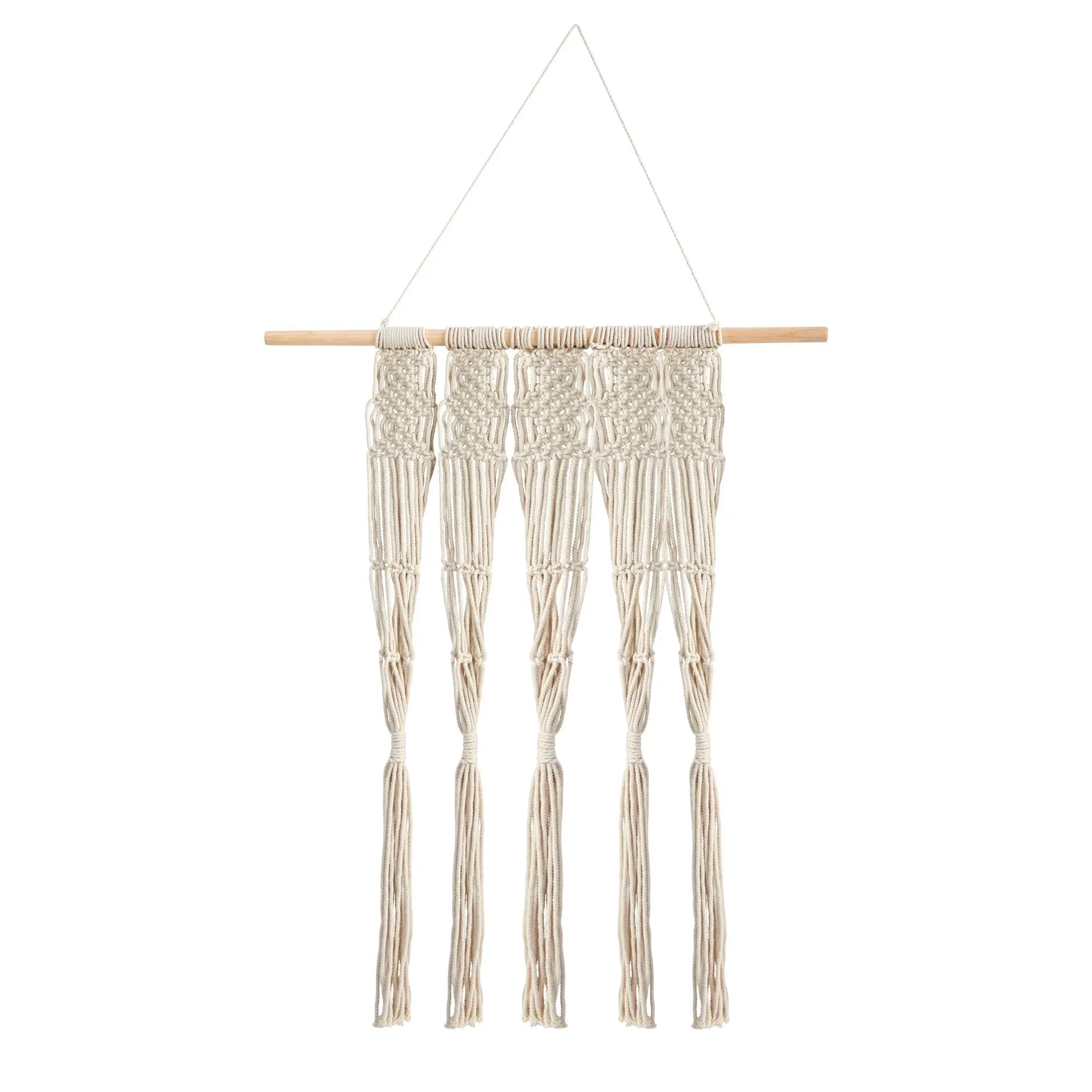 Hand Woven Macrame Wall Hanging Decor, 2.5’x2’ Wooden Bohemian Knot Design Home Wall Decoration