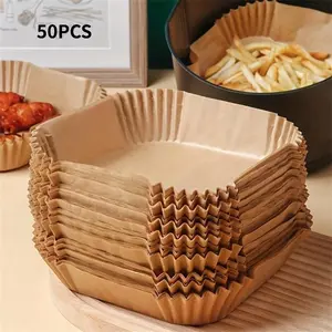Disposable Air Fryer Liner (50pcs), Non-stick Parchment Paper Liner, Easy Cleaning Baking Paper Liner for Baking, Roasting, Commercial Use, Baking Accessories, Baking Utensils Supplies