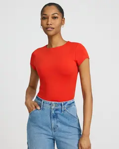 Express Body Contour High Compression Crew Neck Short Sleeve Bodysuit