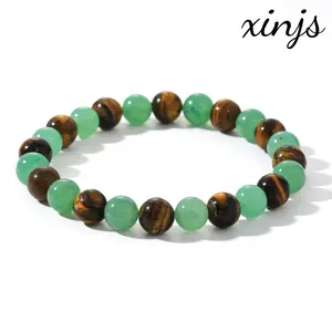 1pc Arpurraina Money Attraction Bracelet with Green Aventurine & Tiger Eye -    blue friendship bracelet beaded  jewelry protection bracelet encouragement gift fashion artificial bracelet  of  the  day Colorblock Beaded Crystal Bracelet