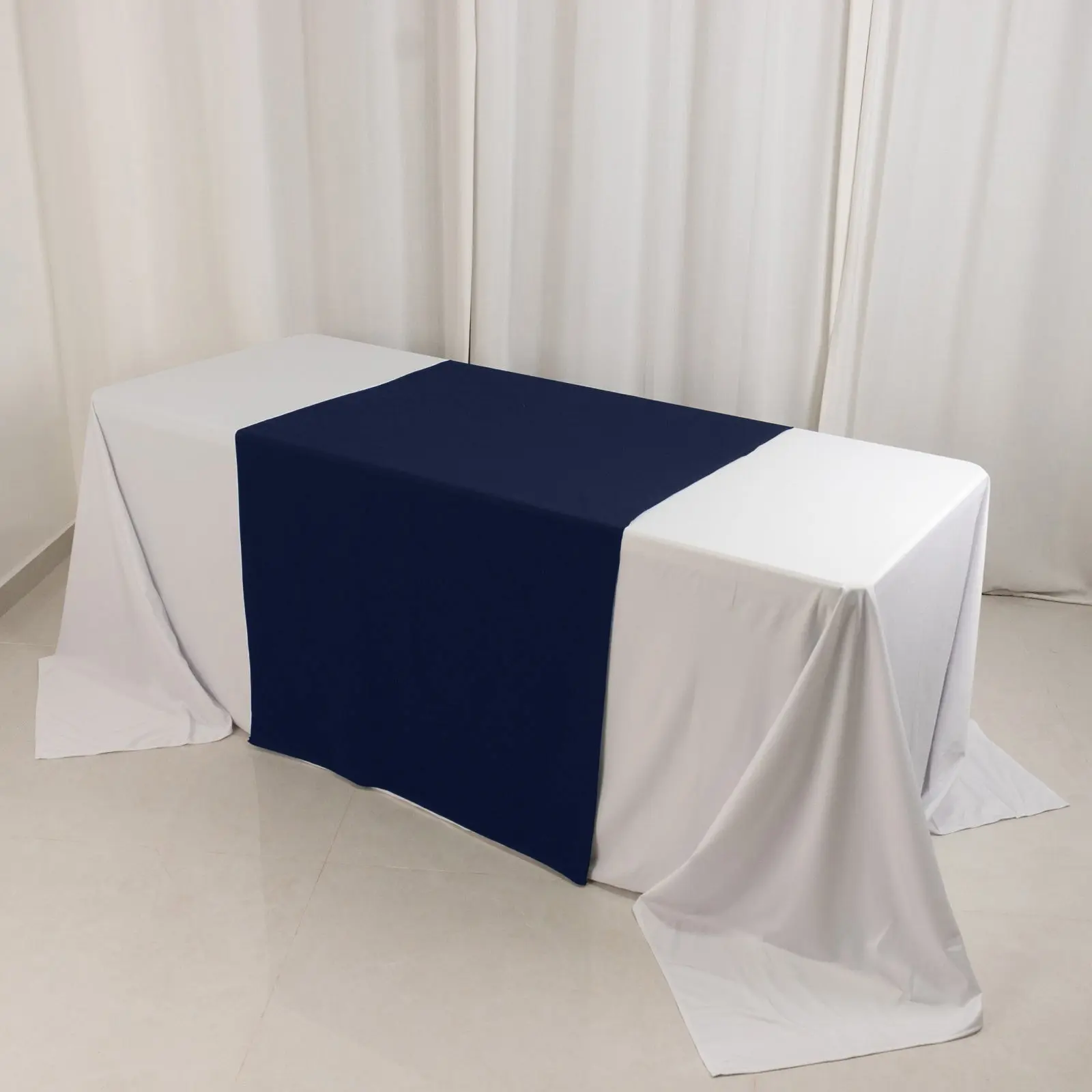 Solid Navy Blue Polyester Table Runner - 36"x72" Durable Machine Washable Kitchen Linen, Ideal for Event Decor, Corporate Events, Anniversary, Happy Birthday