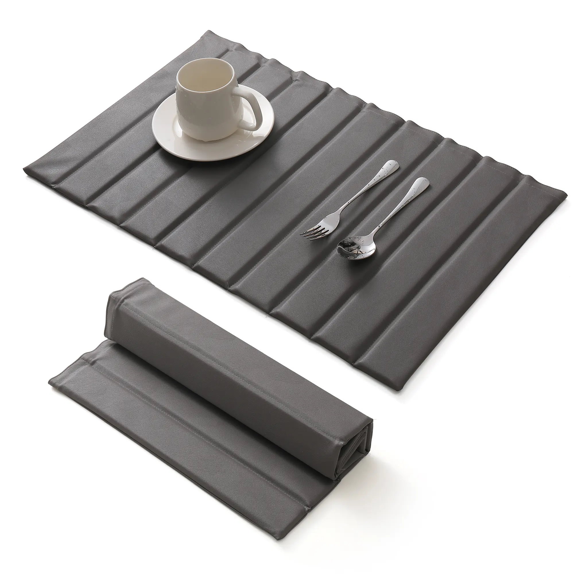 Foldable Large Diatomaceous Earth Dish Drying Mat with PU Leather, Anti-Slip Scratch-Resistant Kitchen Counter Placemats & Coasters for Cups, Dishes, Bottles, Tableware, Anti-Slip Scratch-Resistant Placemats & Coasters
