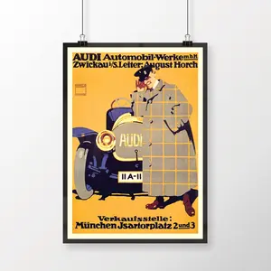 Audi Automobïl Werke by Ludwig Hohlwein, Retro Wall Decor, Car Lover Gift, Man Cave Gift, Vintage Audi Poster