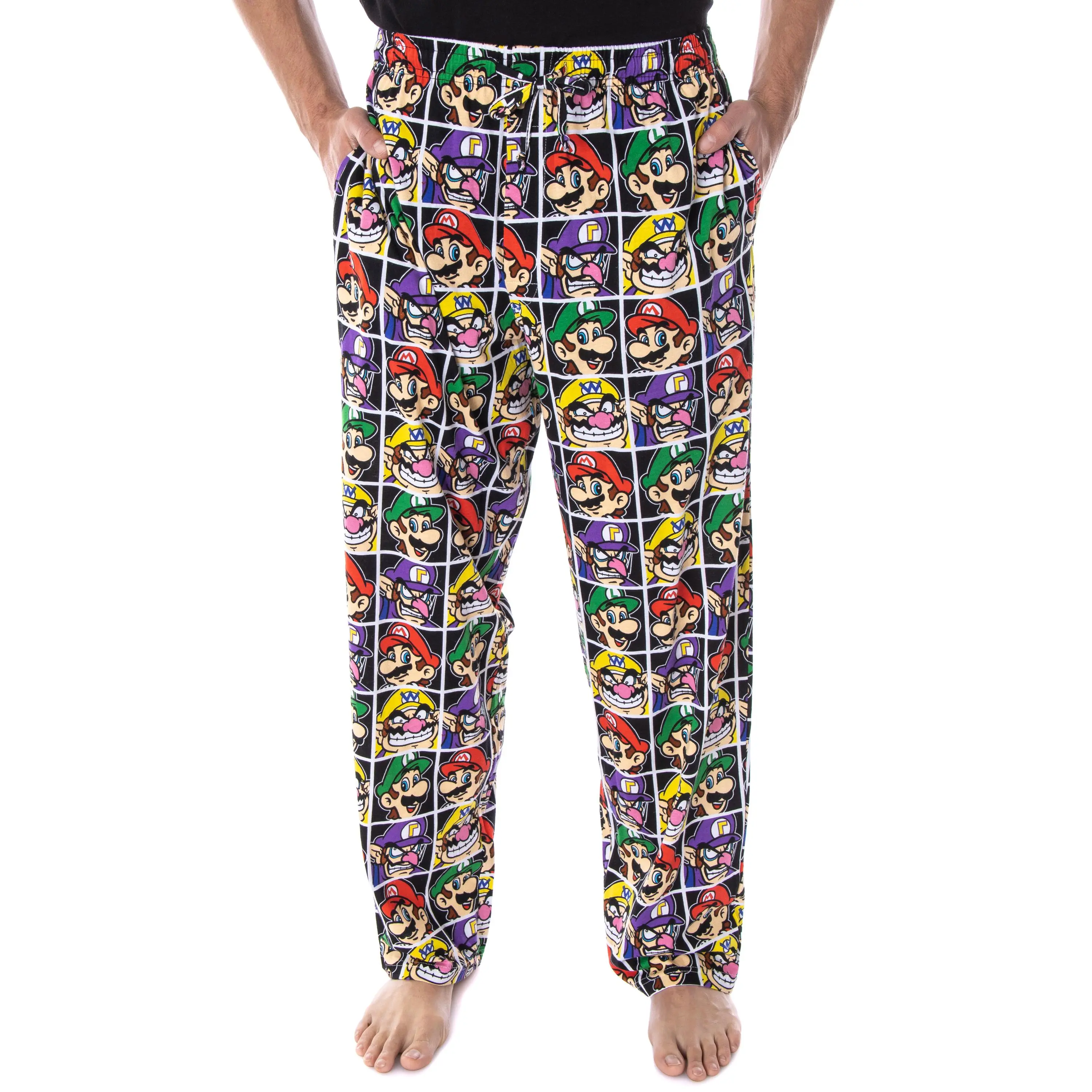 Nintendo Pajamas Mario and Villains Grid Men's Soft Touch Pajama Pants Sleepwear